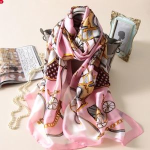 🎀 Silk Pink, Golds Luxury Pattern Rectangle Scarf